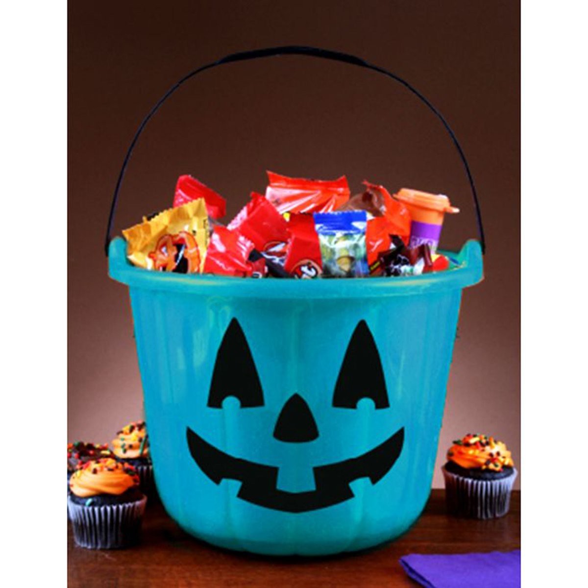 Teal Trick Or Treat Pumpkin Bucket