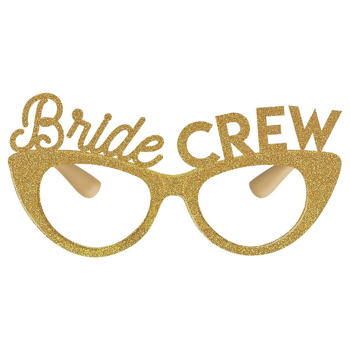 Bridal Shower Bride Crew Gold Glitter Glasses, Luxurious Shower Collection, 6 count