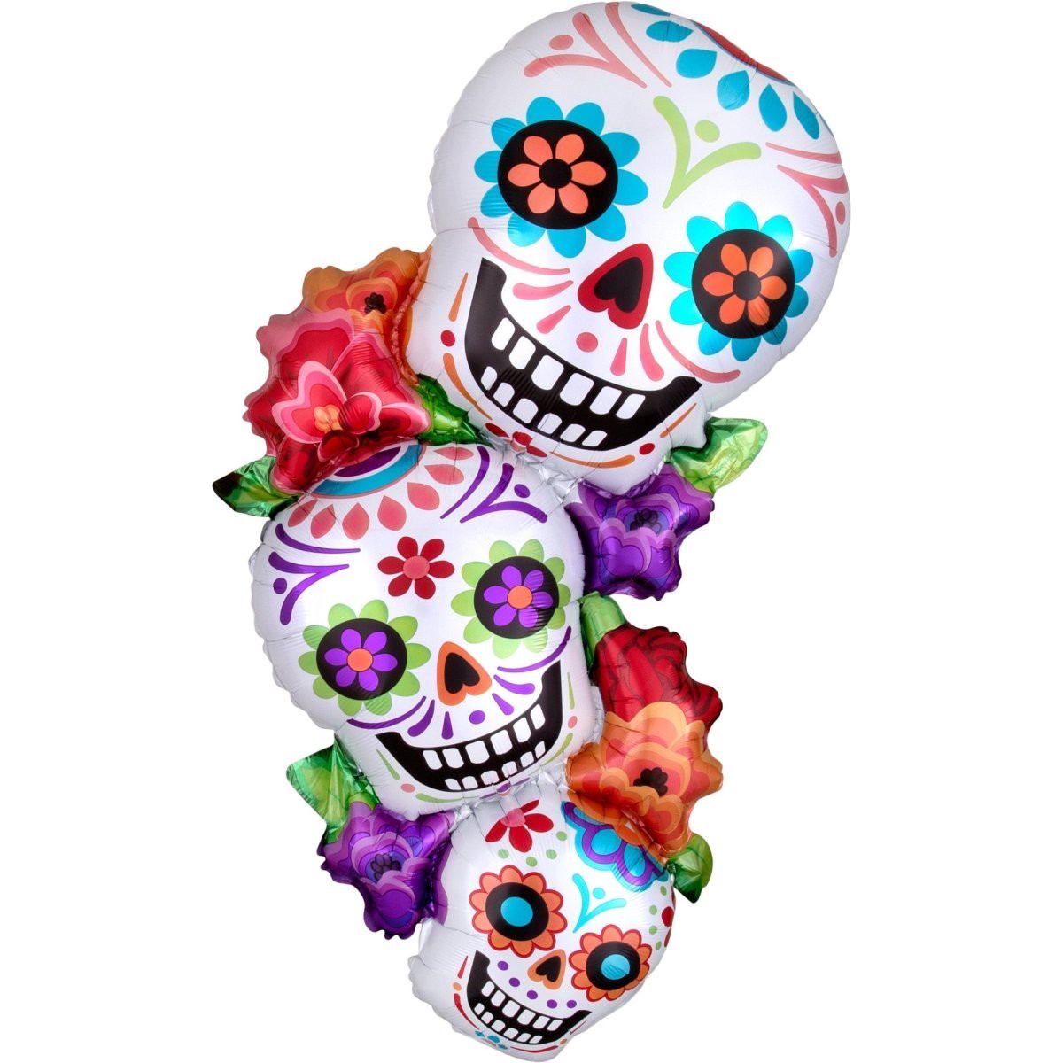 Halloween Stacking Sugar Skulls Supershape Foil Balloon, 22 x 38 Inches