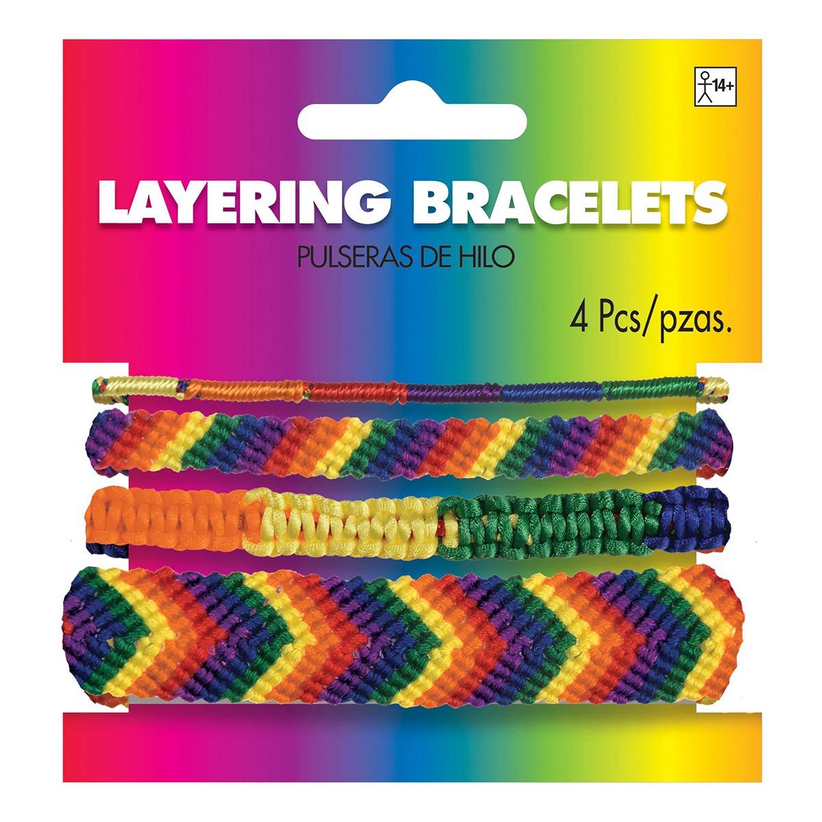 Pride Rainbow Layering Bracelets, 4 Count