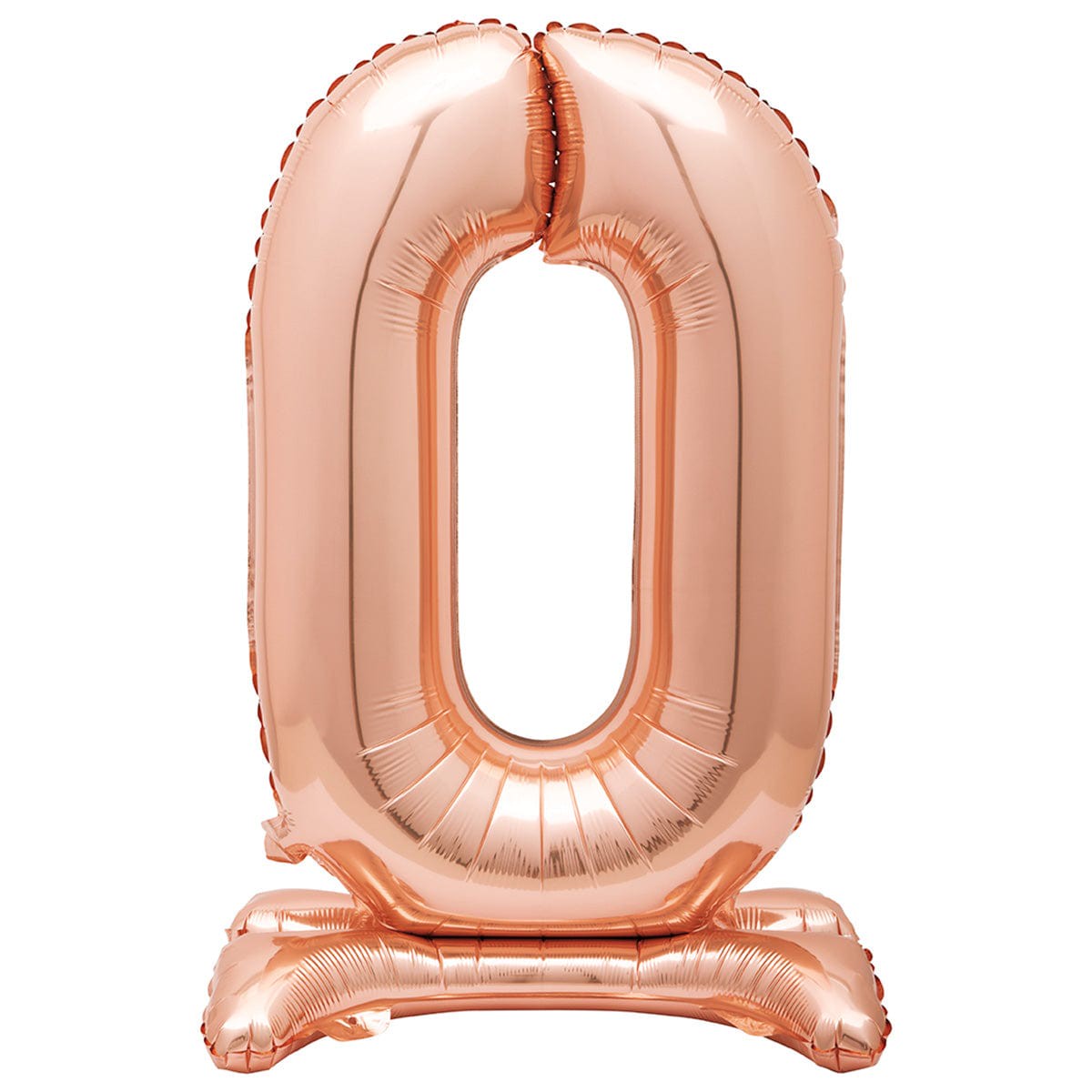 Air-filled Standing Rose Gold number 0 Foil Balloon, 34 inches