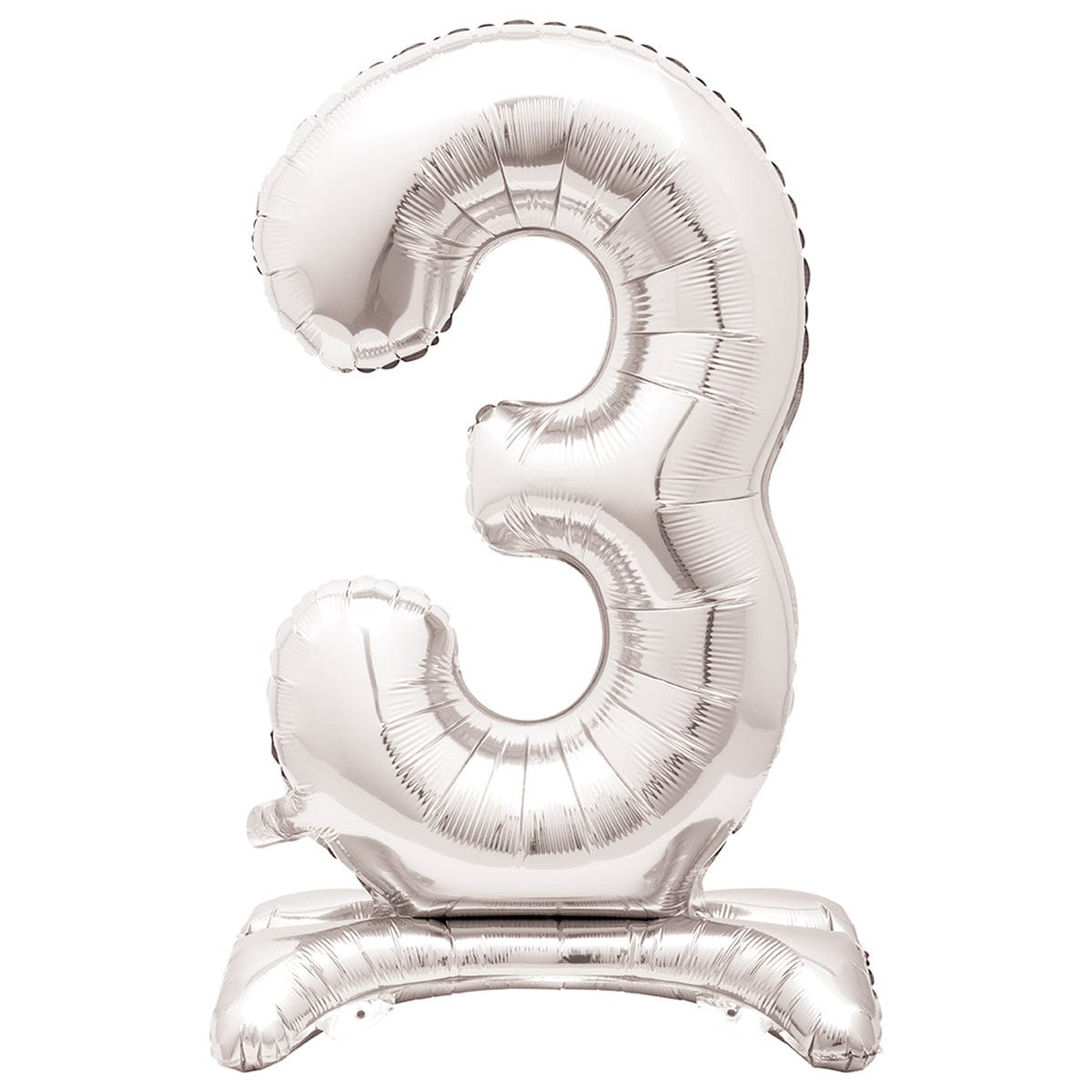 Air-filled Standing Silver Number 3 Foil Balloon, 34 inches