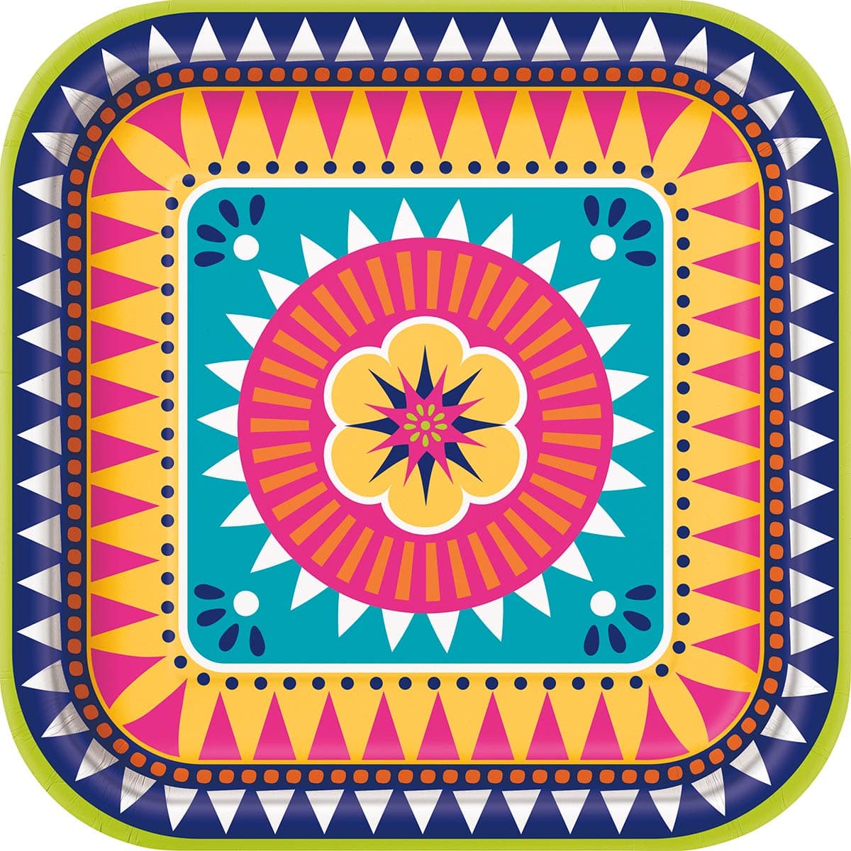 Boho Fiesta Lunch Paper Plates, 9in, 8Count