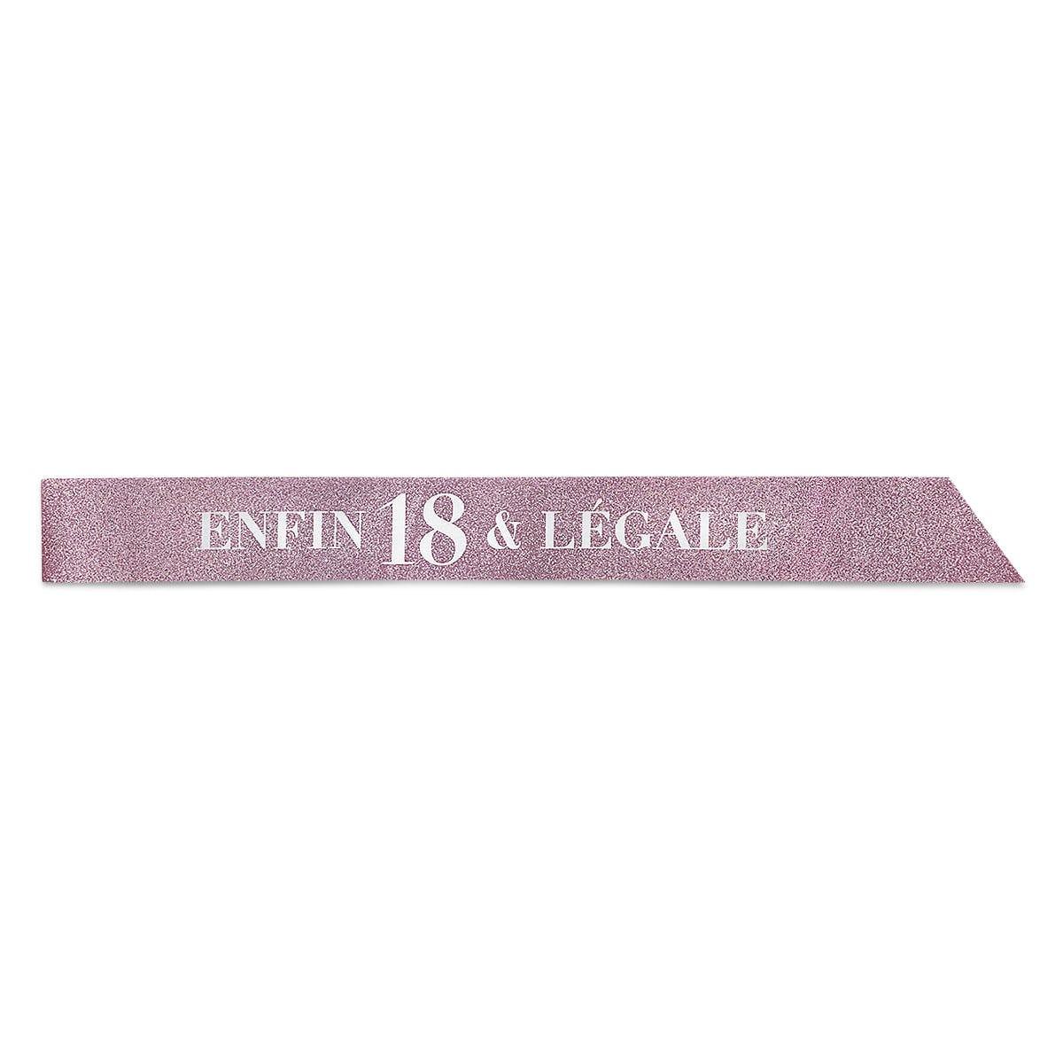 Glitter Sash, ''Enfin 18 & Lgale'', Fuchsia