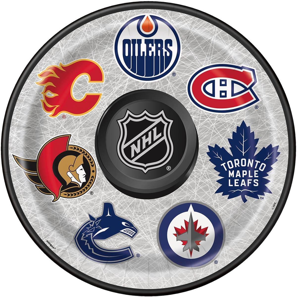 Hockey NHL Round Lunch Paper Plates, 9in, 8Count