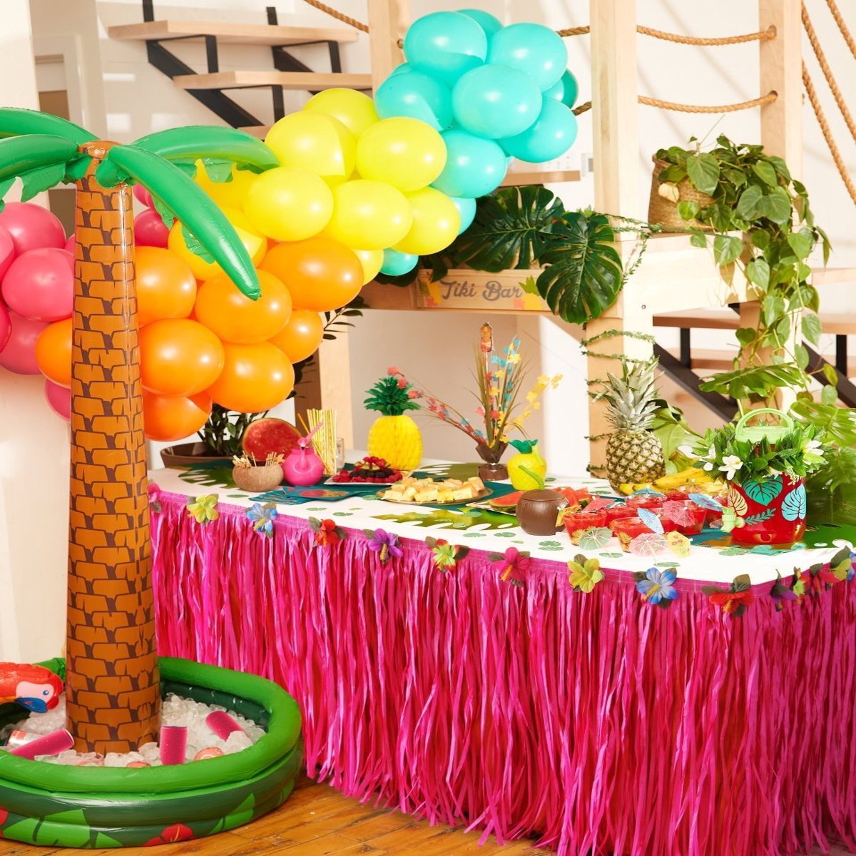 Pink Hula Grass Table Skirt, 30 x 79 in