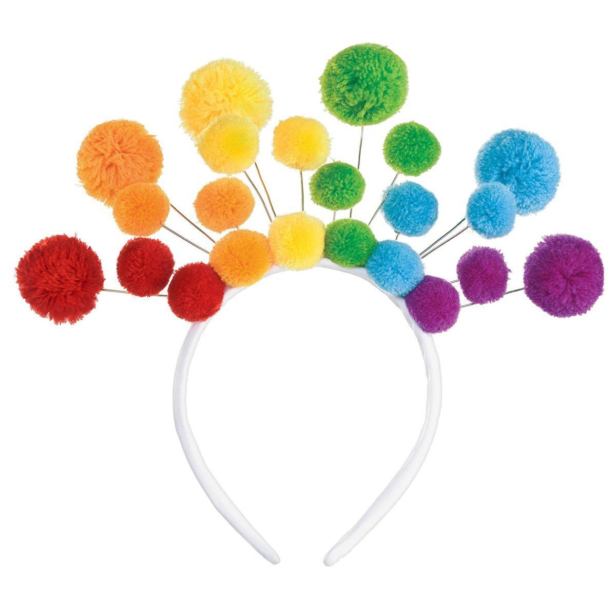 Pride Rainbow Pom Pom Headband