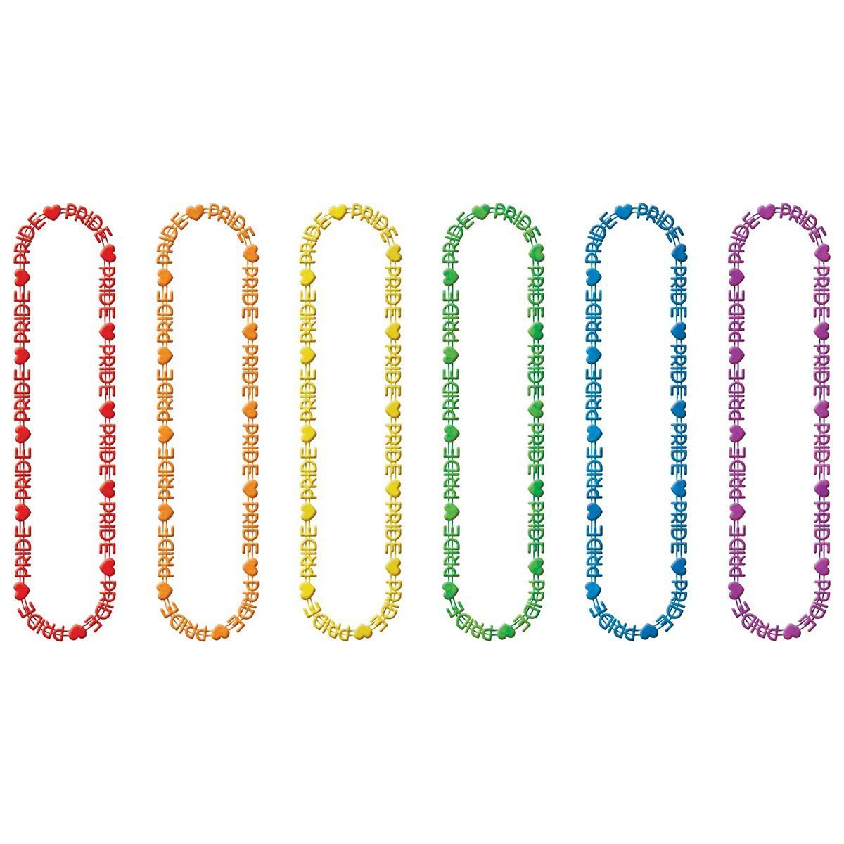 Pride Word Beads Necklaces Assorted, 6 Count