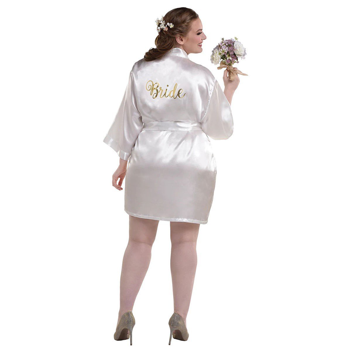 Wedding Plus Size White Bride Robe, Luxurious Shower Collection