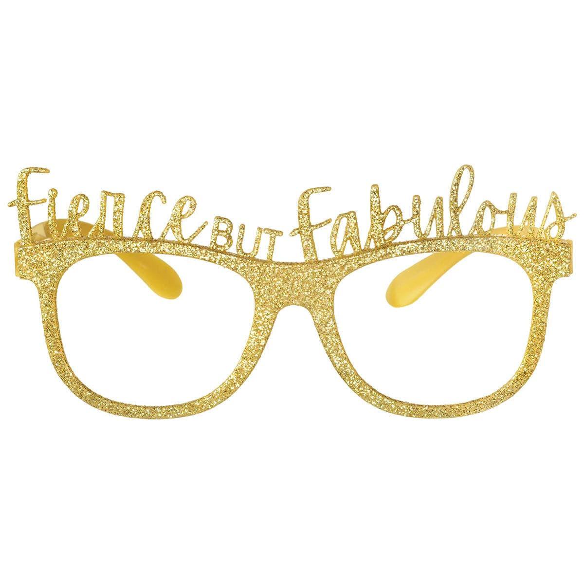 Golden Age Birthday Glitter Glasses, Plastic, Gold