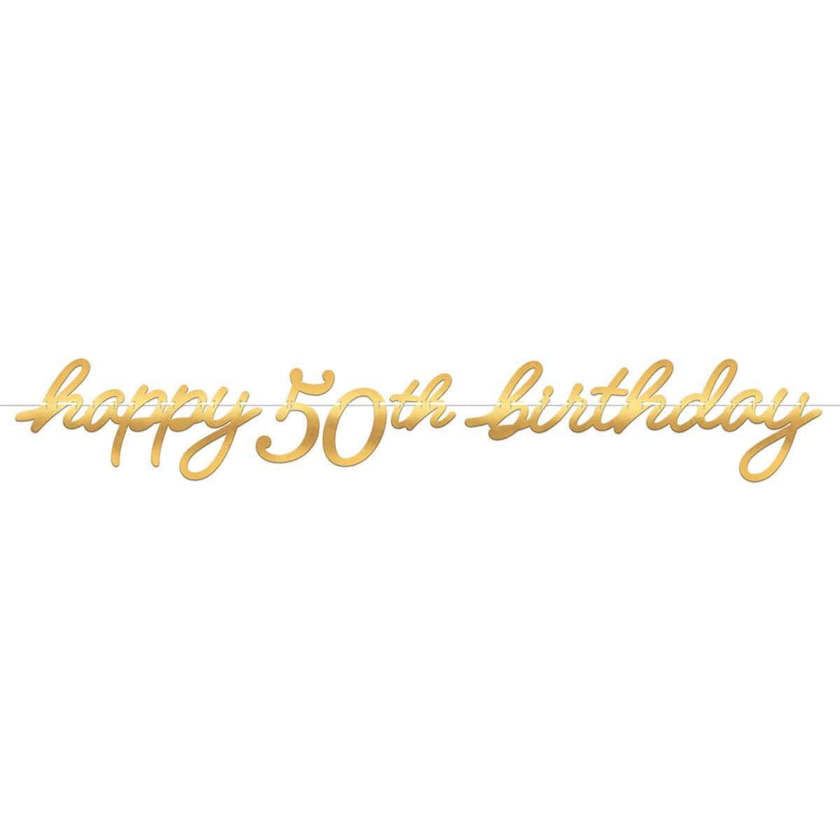 Golden Age Birthday, Happy 50th Birthday Letter Banner, 12ft