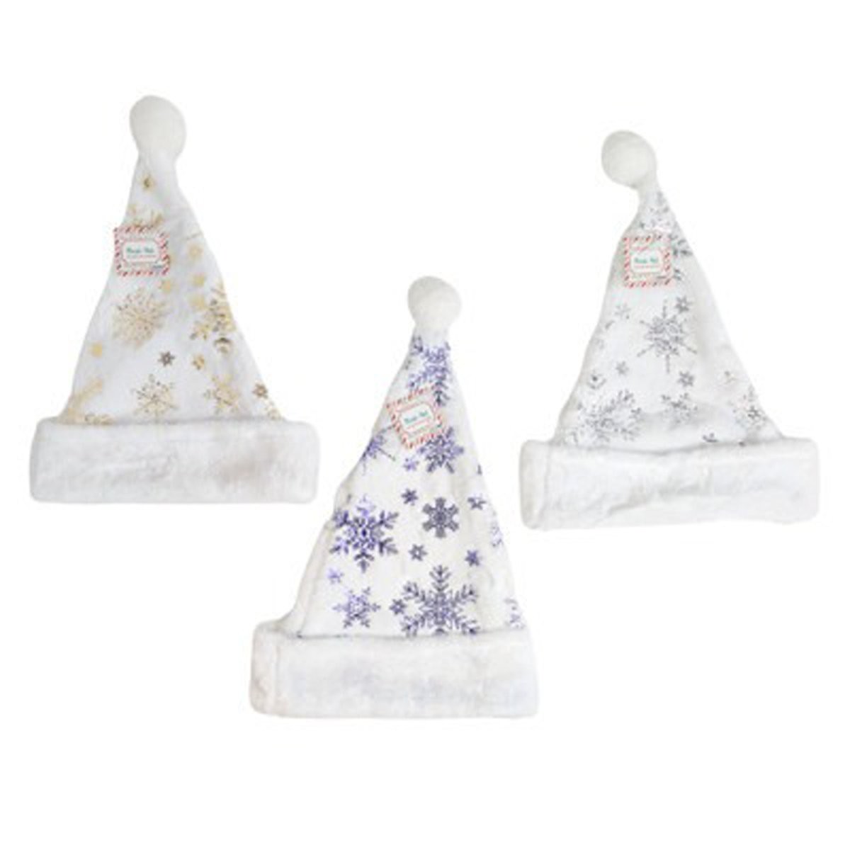 White Santa Hat with Snowflakes, 16 x 12 Inches, Assortment, 1 Count