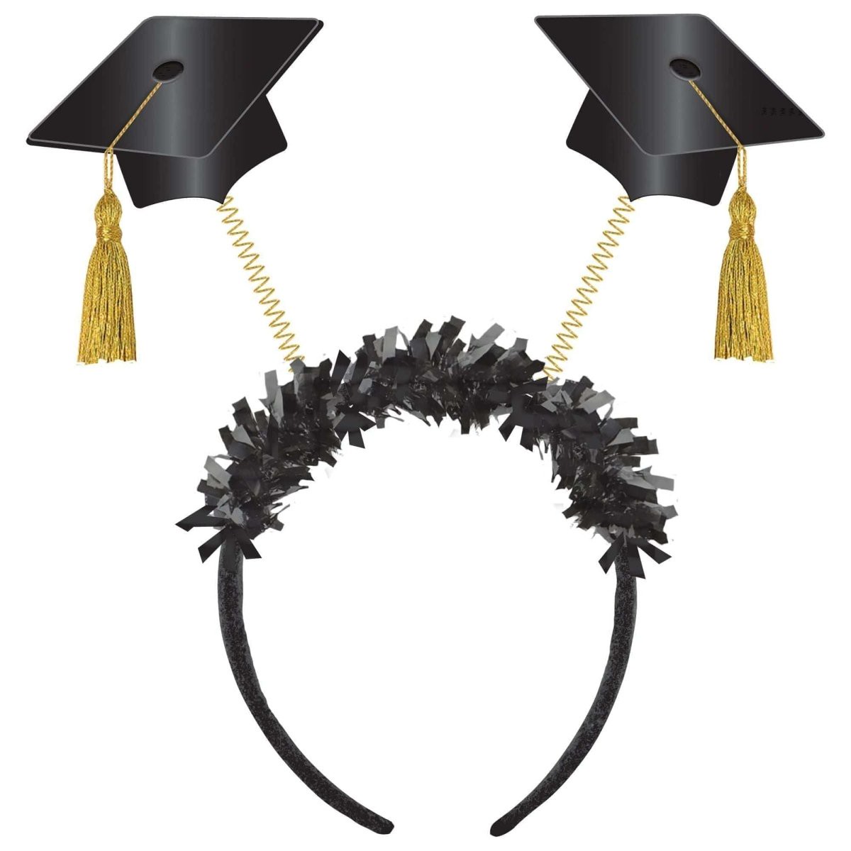 Graduation Caps Headband, Black and Gold