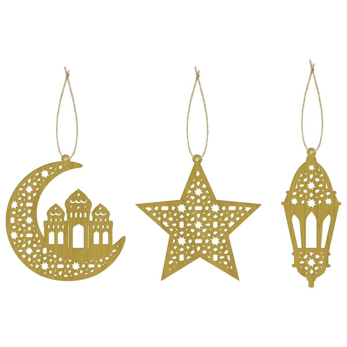 Eid Celebration Wooden Cutouts, 3 Count