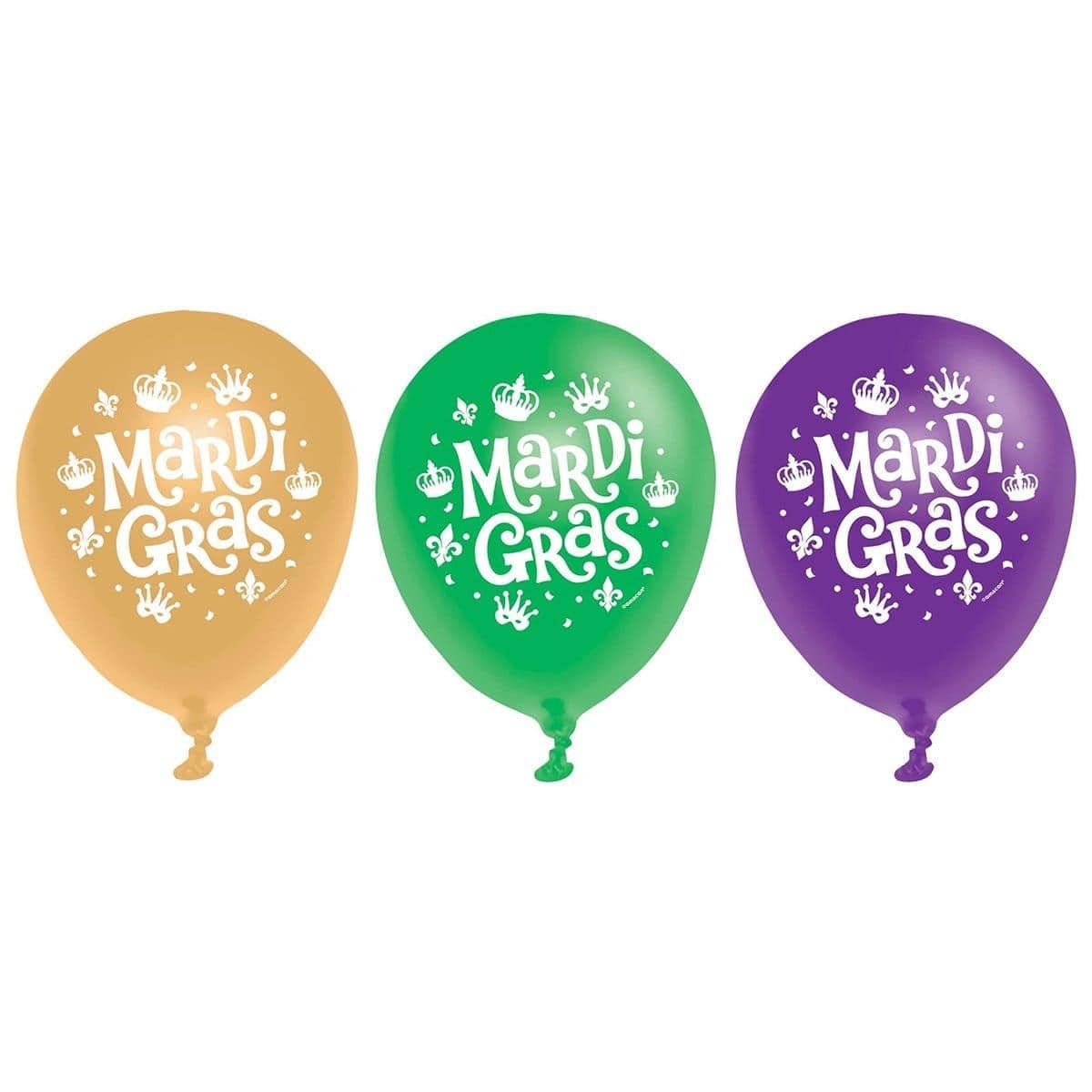 Mardi Gras, Latex Balloons 12 inches, 15 count