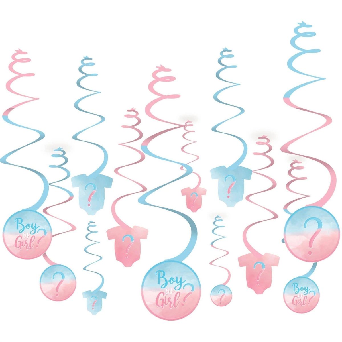 Gender Reveal Party: Swirl Decoration Kit, 12 Count