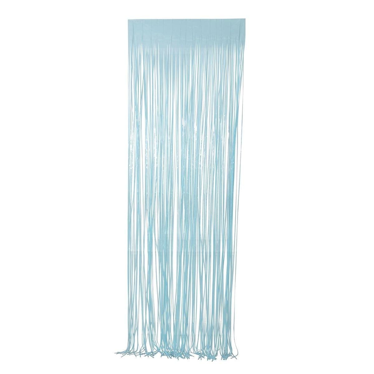 Light Blue, Macaroon Collection, Foil Fringe Curtain