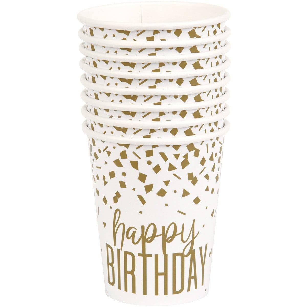 Gold Confetti Birthday Cups, 9 oz., 8 Count