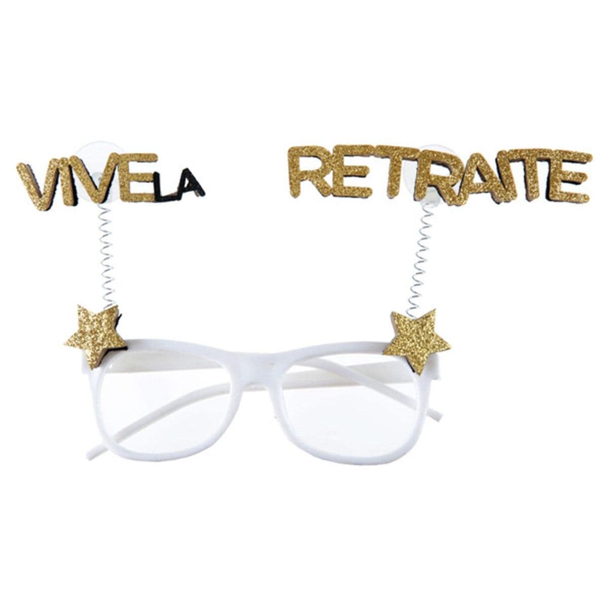 Vive la Retraite Glittered Glasses